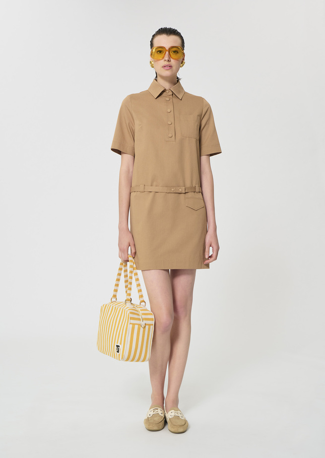 Robe Rivy beige en garbardine de coton Miel TARA JARMON