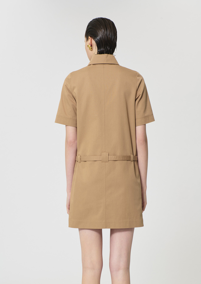 Robe Rivy beige en garbardine de coton Miel TARA JARMON