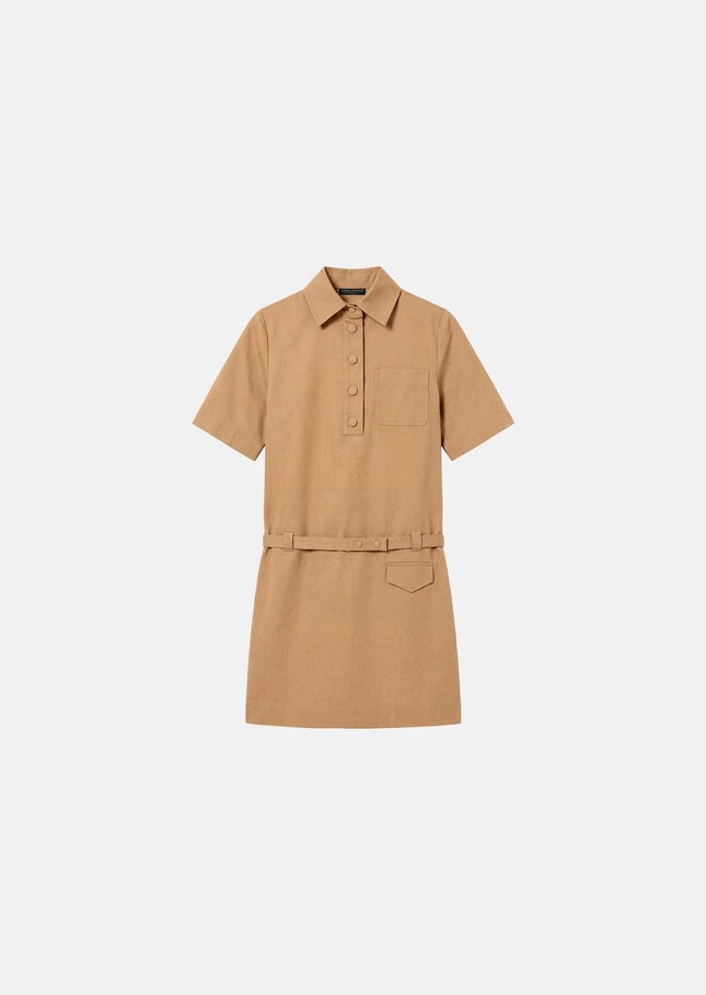 Robe Rivy beige en garbardine de coton Miel TARA JARMON