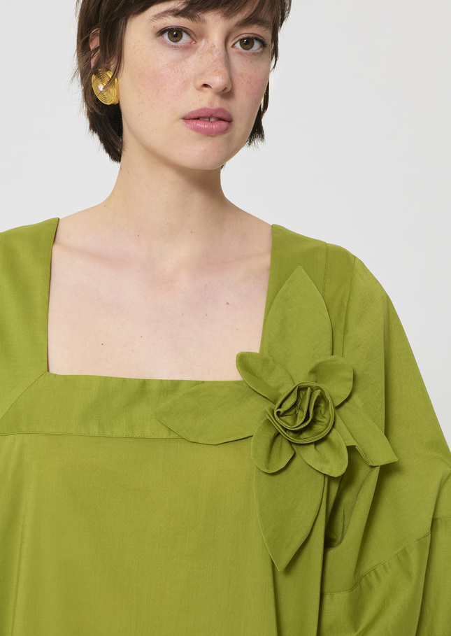 Robe Roméa verte en voile de coton Pomme TARA JARMON