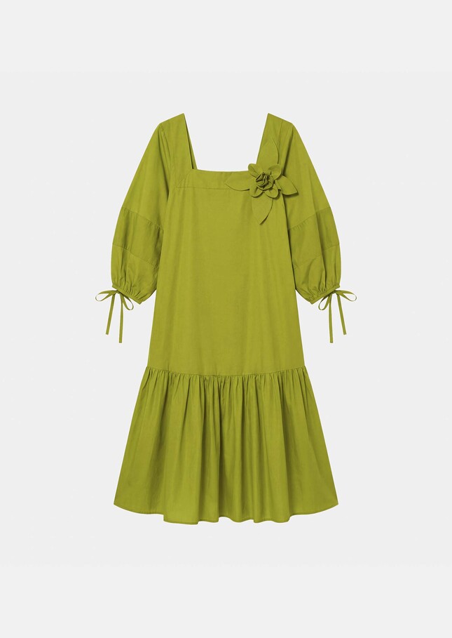 Robe Roméa verte en voile de coton Pomme TARA JARMON