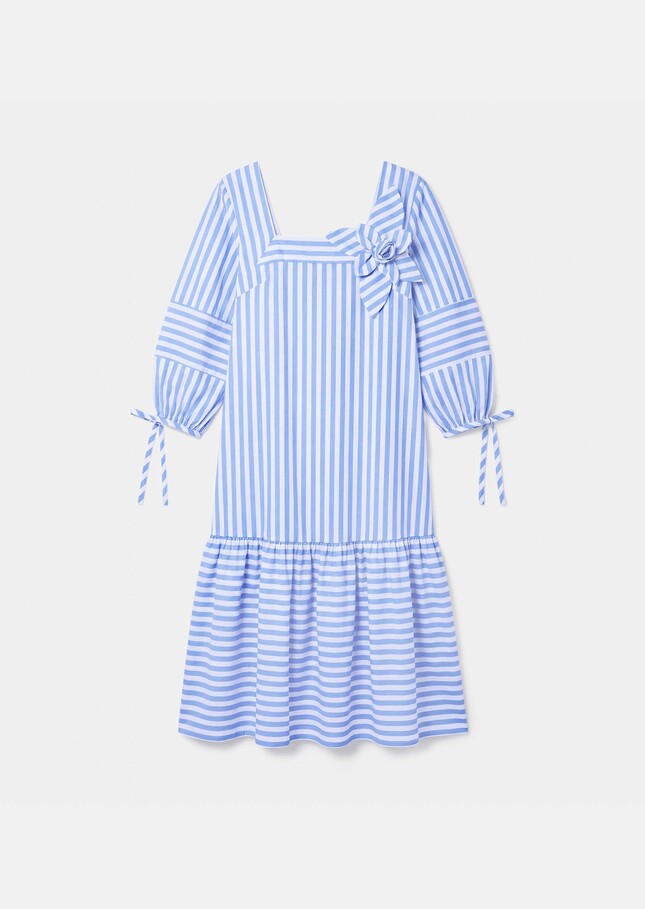 Robe Roméa bleu ciel à rayures en popeline Horizon TARA JARMON