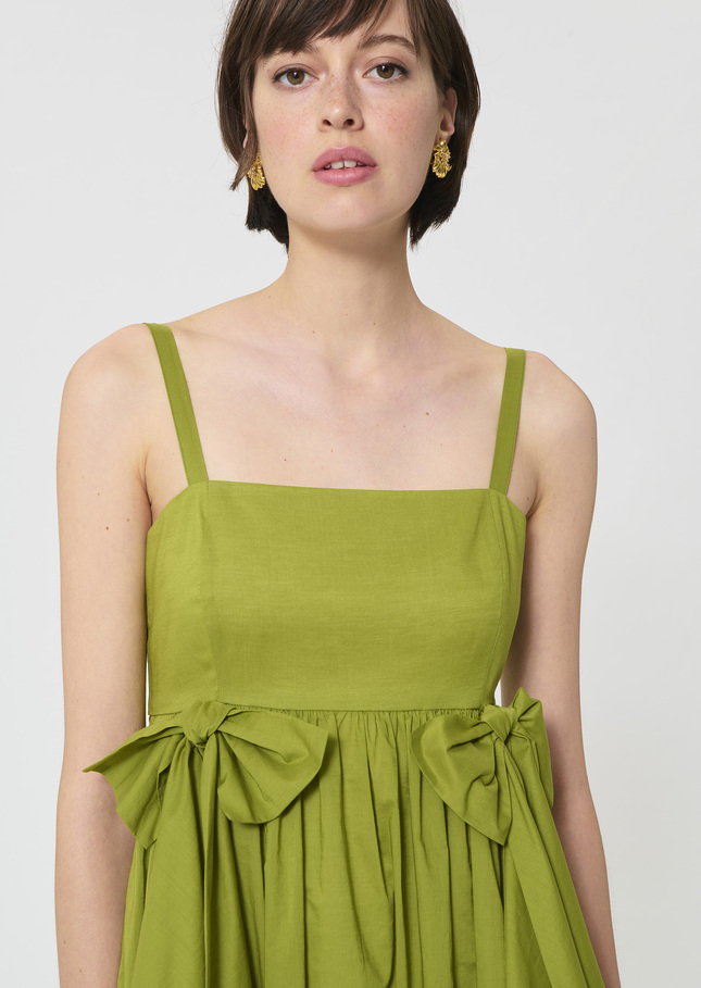 Robe Renée verte en voile de coton Pomme TARA JARMON