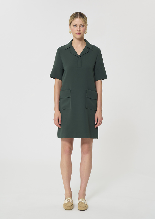 Robe Rock vert foncé en crêpe fluide Vert anglais TARA JARMON