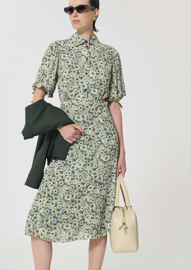 Robe Rachel verte imprimé fleuri Vert anglais TARA JARMON