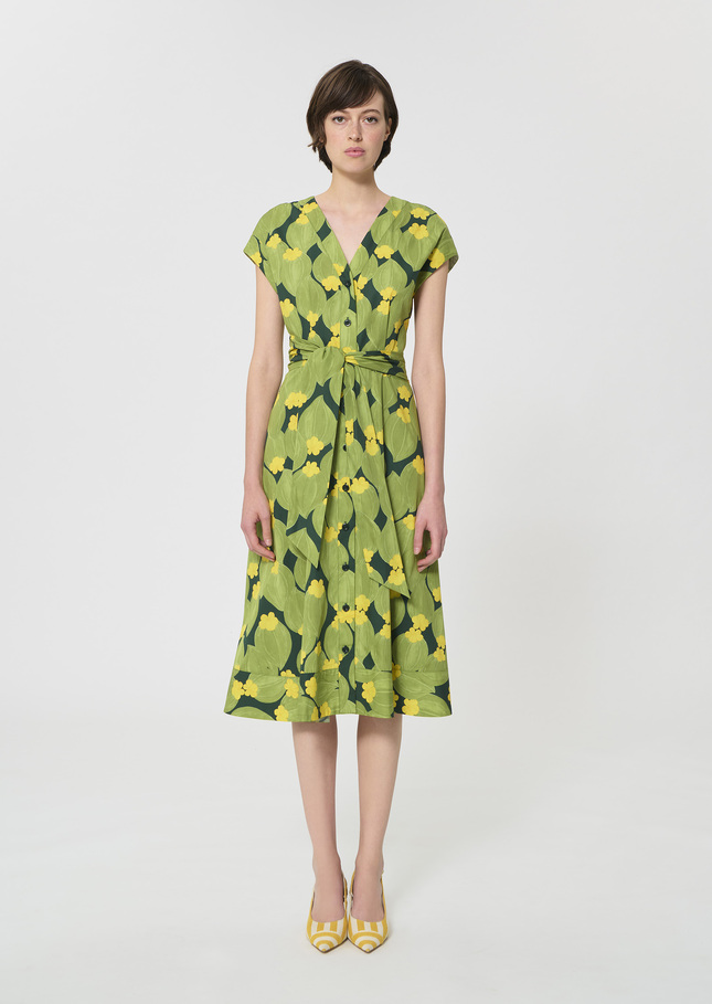 Robe Rosia vert foncé imprimé fleurs Vert anglais TARA JARMON