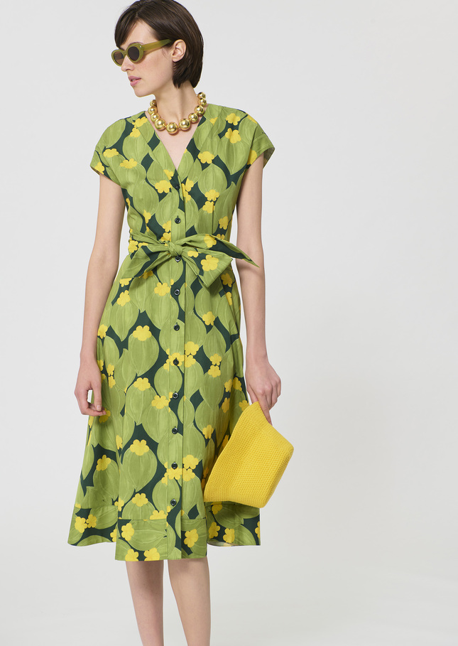 Robe Rosia vert foncé imprimé fleurs Vert anglais TARA JARMON