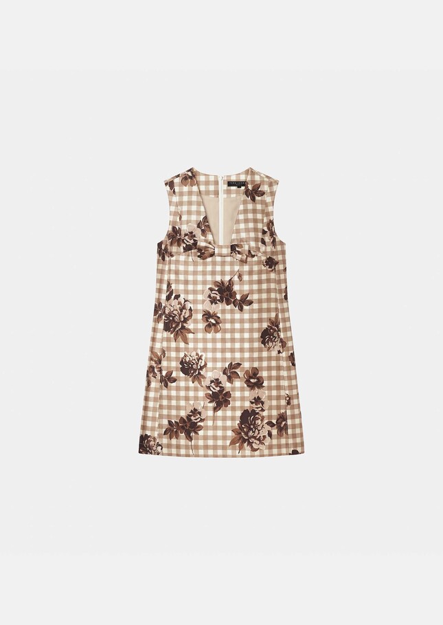 Robe Rusane beige en vichy imprimé Beige TARA JARMON