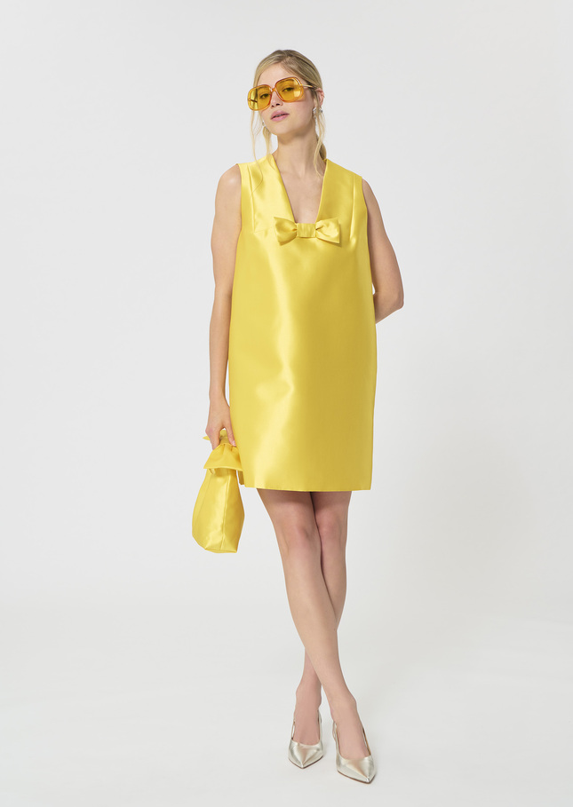 Robe Rusane jaune en satin duchesse Mimosa TARA JARMON