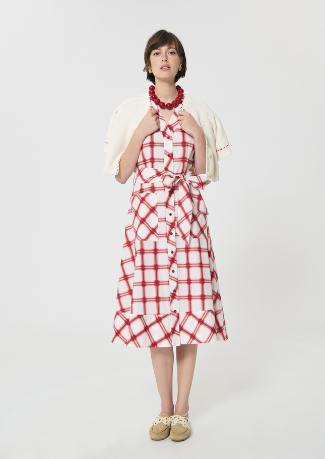 Robe Rosina rouge à carreaux en coton Cerise TARA JARMON