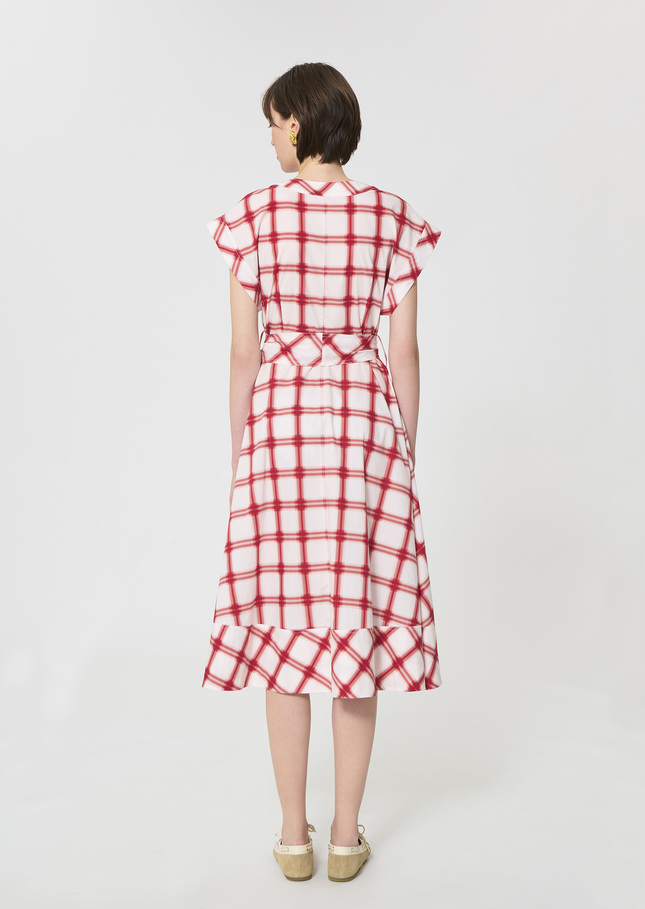 Robe Rosina rouge à carreaux en coton Cerise TARA JARMON
