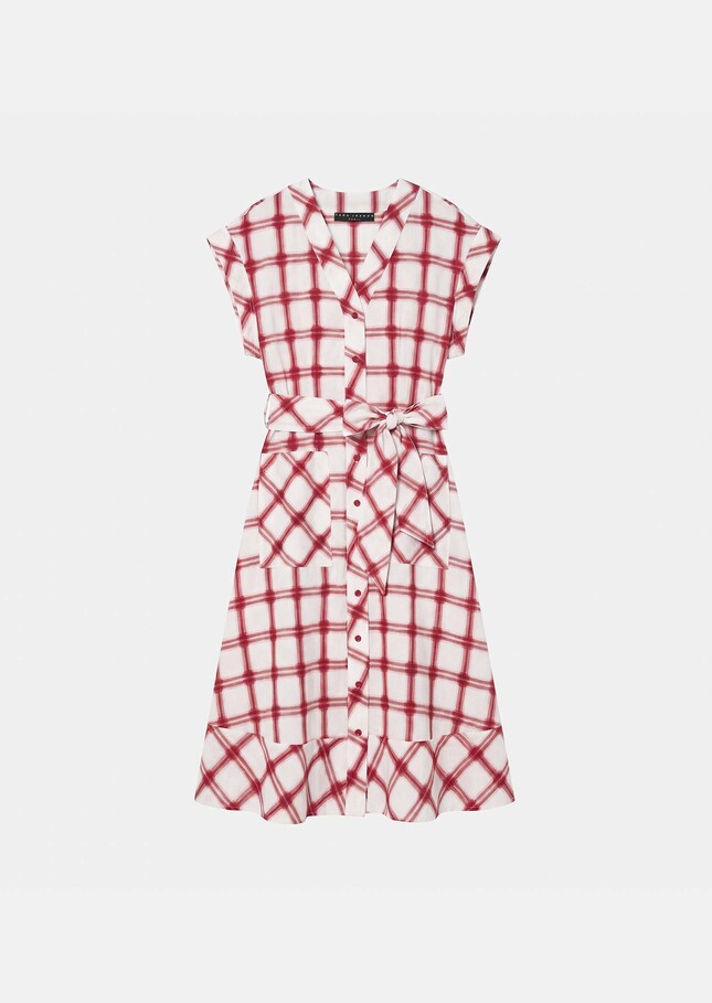 Robe Rosina rouge à carreaux en coton Cerise TARA JARMON
