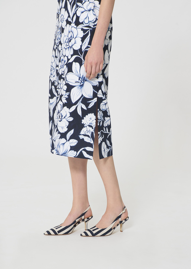 Robe Rosabella bleu nuit imprimé fleuri en coton Nuit TARA JARMON