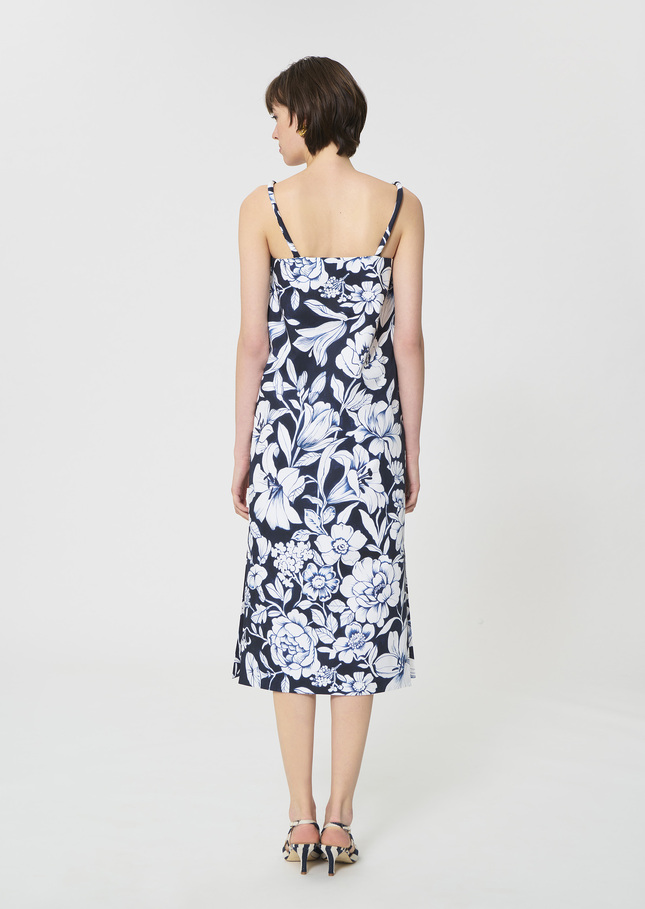 Robe Rosabella bleu nuit imprimé fleuri en coton Nuit TARA JARMON