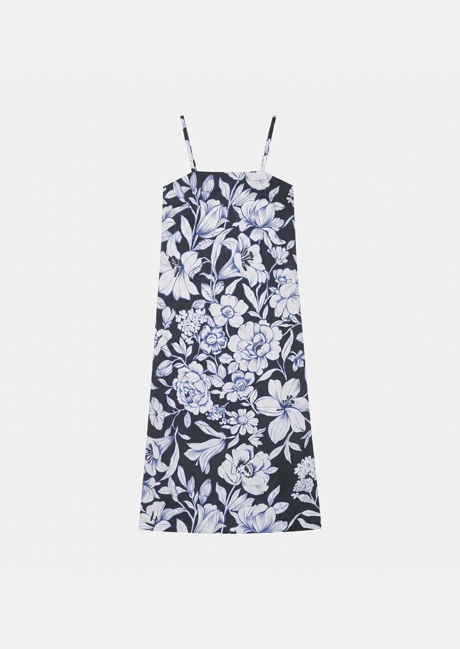 Robe Rosabella bleu nuit imprimé fleuri en coton Nuit TARA JARMON