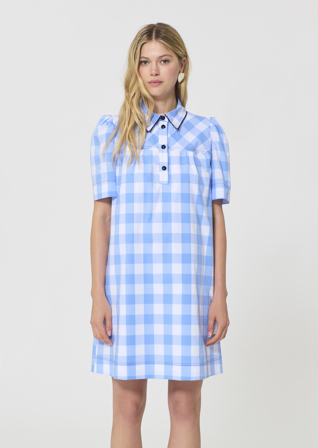Robe Roddy bleu ciel en vichy en popeline Horizon TARA JARMON