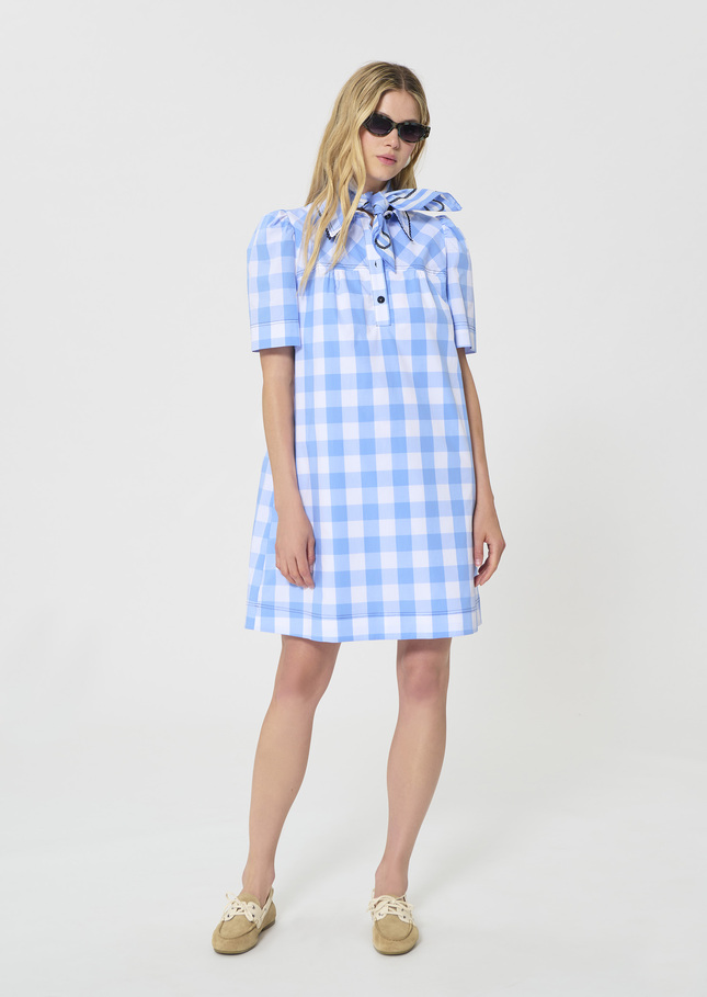 Robe Roddy bleu ciel en vichy en popeline Horizon TARA JARMON