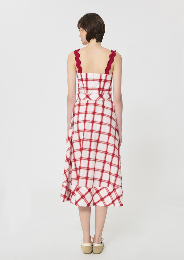 Robe Raquelina rouge à carreaux en coton Cerise TARA JARMON