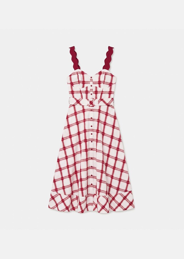 Robe Raquelina rouge à carreaux en coton Cerise TARA JARMON