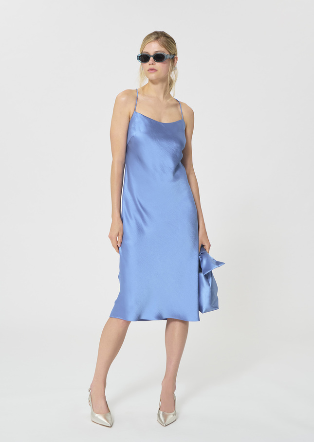 Robe Reane bleu ciel en satin Horizon TARA JARMON