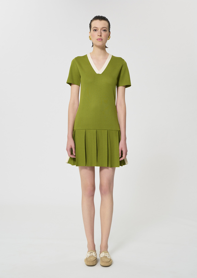 Robe Ricca verte en maille technique Pomme TARA JARMON