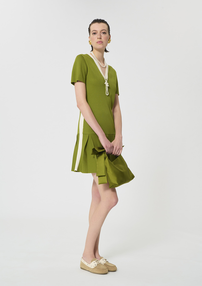 Robe Ricca verte en maille technique Pomme TARA JARMON
