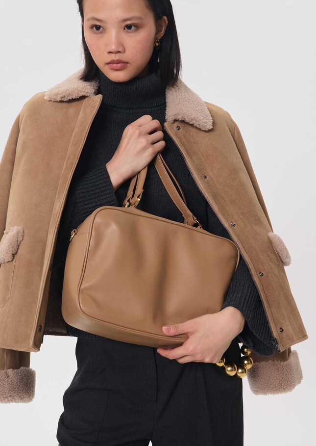 Sac Solal beige en cuir lisse Miel TARA JARMON