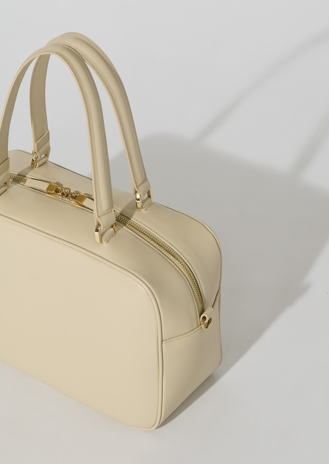 Sac Solal écru en cuir lisse Craie TARA JARMON