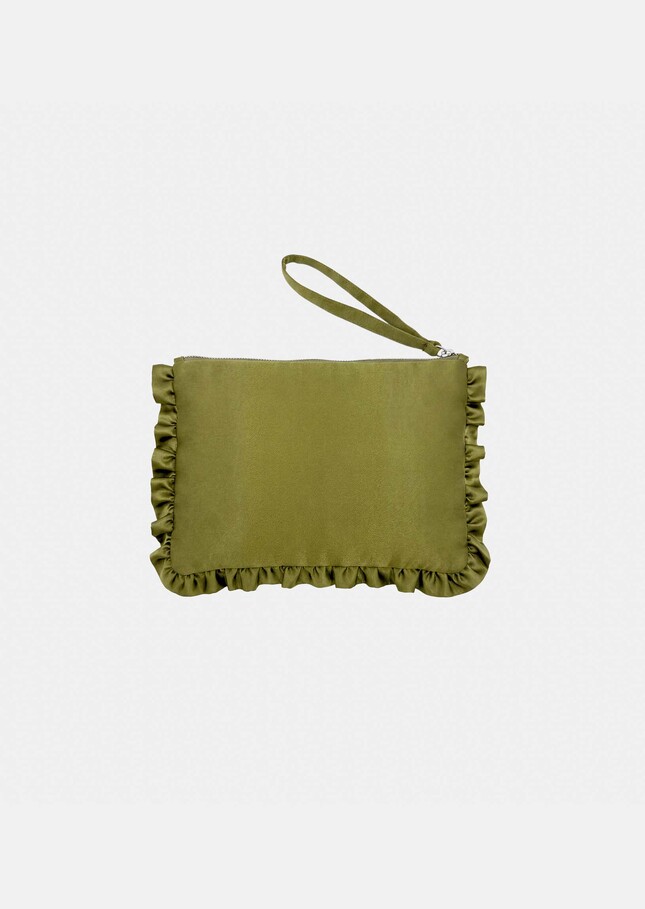 Pochette Sabrina vert en satin duchesse Anis TARA JARMON