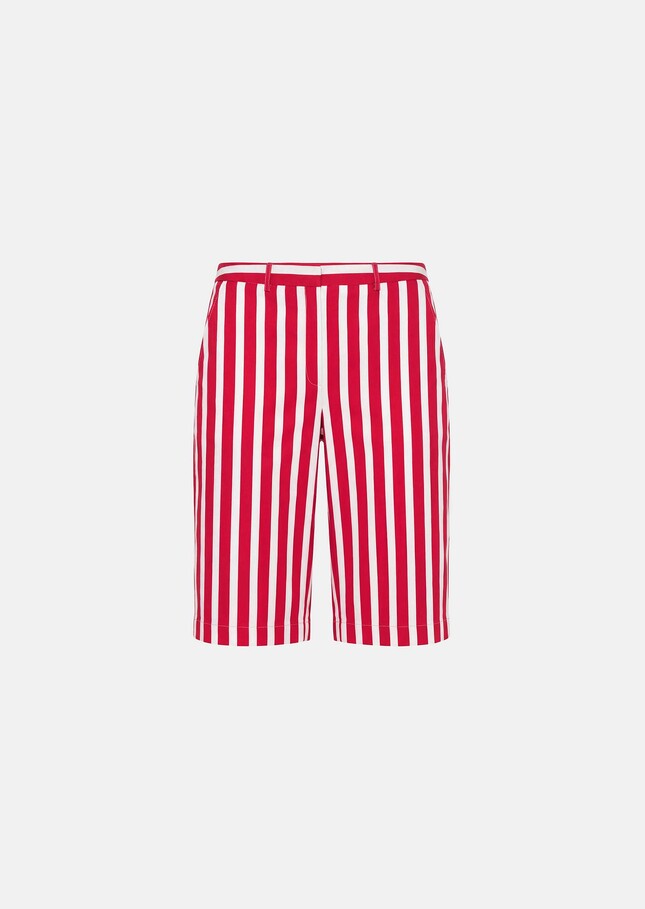 Short Sasha rouge à rayures en lin et coton Cerise TARA JARMON
