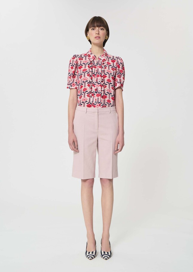 Short Sasha rose pâle en laine texturée Blush TARA JARMON