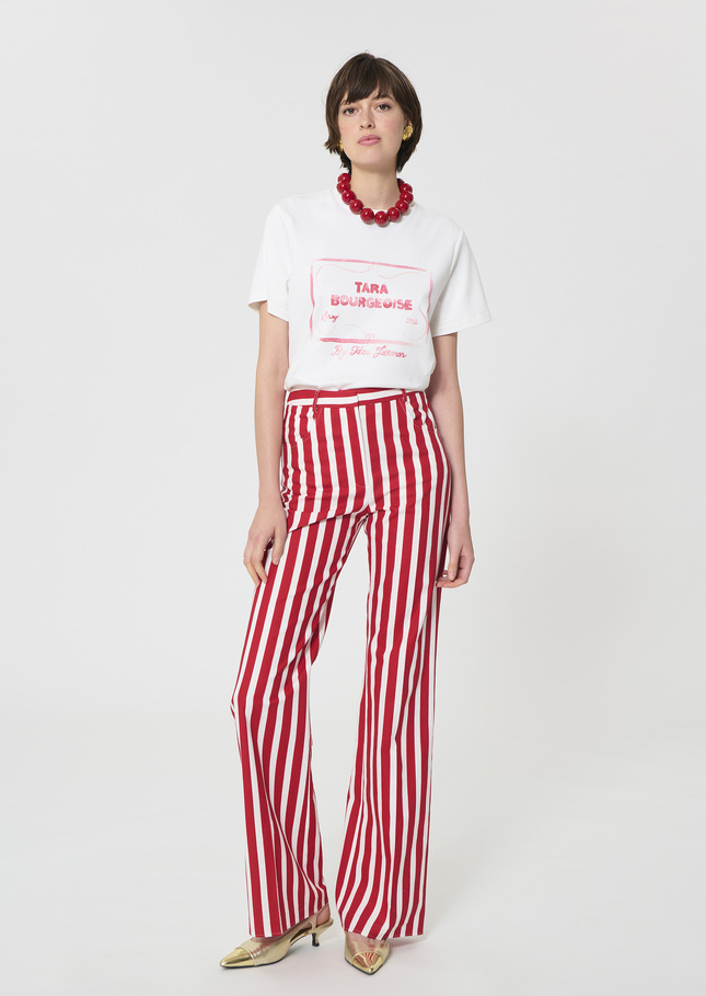 T-shirt Tarabow blanc imprimé en coton Blanc TARA JARMON