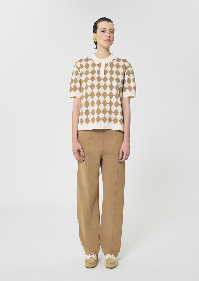 Polo Tomaso beige en jacquard Miel TARA JARMON