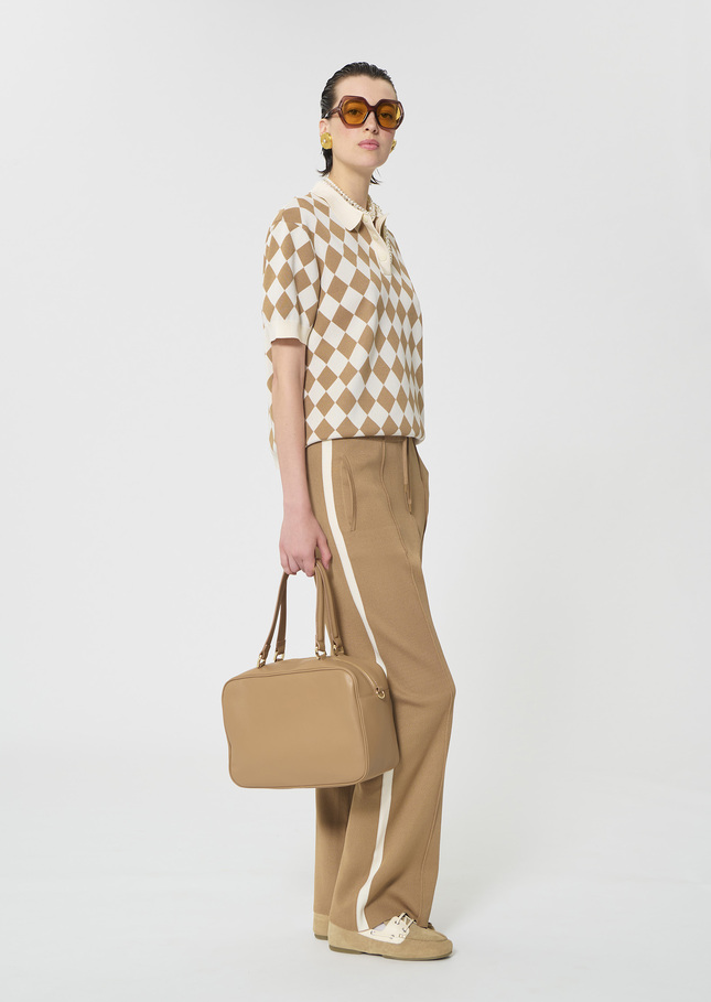 Polo Tomaso beige en jacquard Miel TARA JARMON