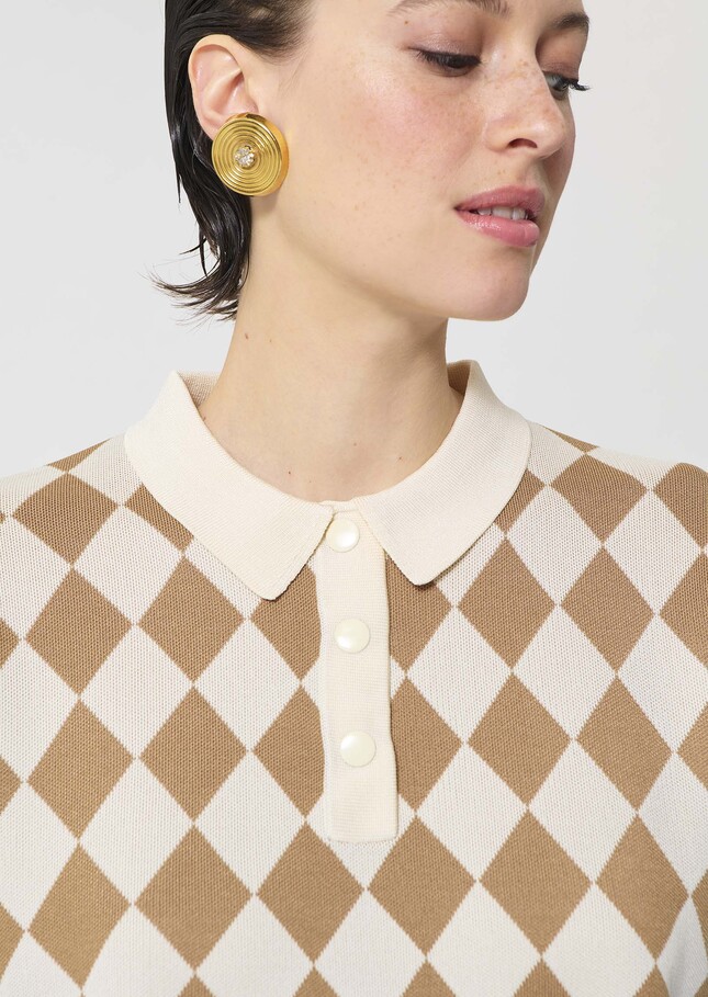 Polo Tomaso beige en jacquard Miel TARA JARMON