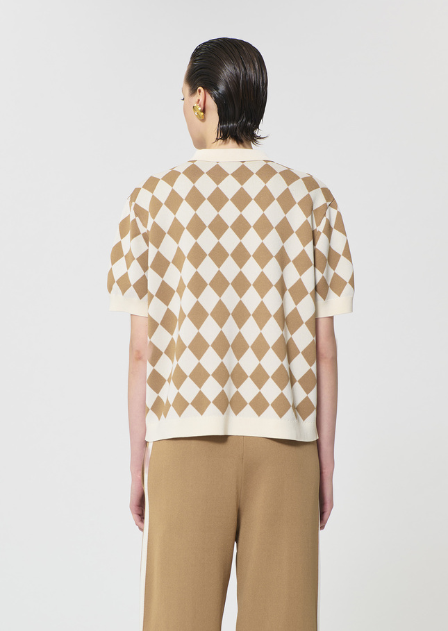 Polo Tomaso beige en jacquard Miel TARA JARMON