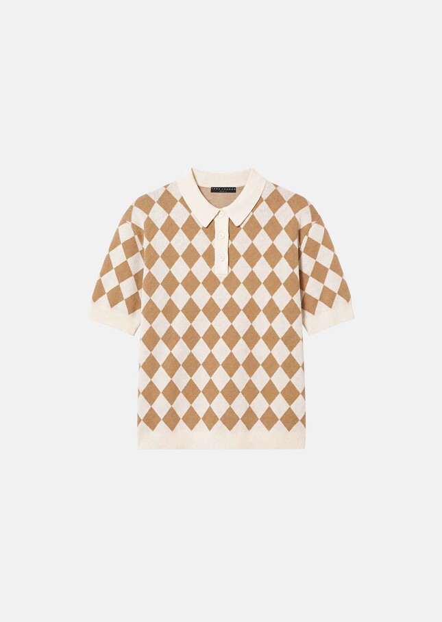 Polo Tomaso beige en jacquard Miel TARA JARMON