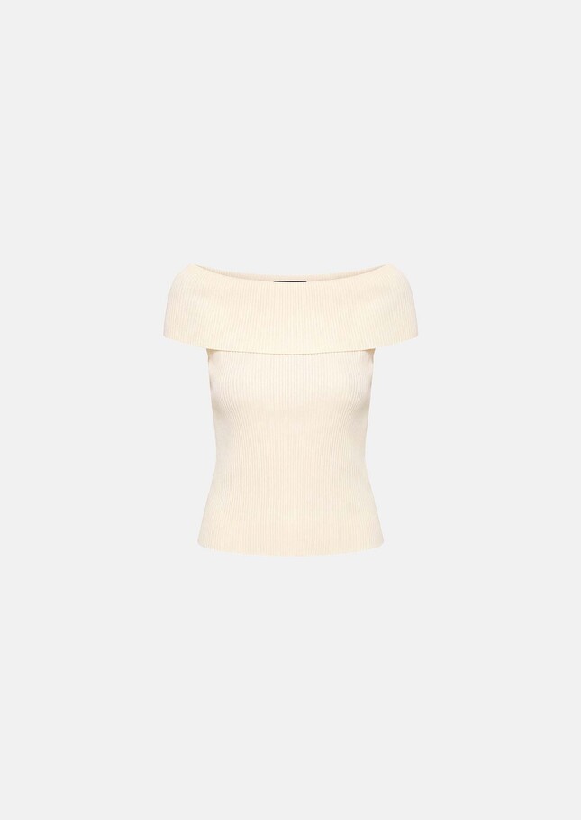 T-shirt Twist écru en maille côtelée Ecru TARA JARMON