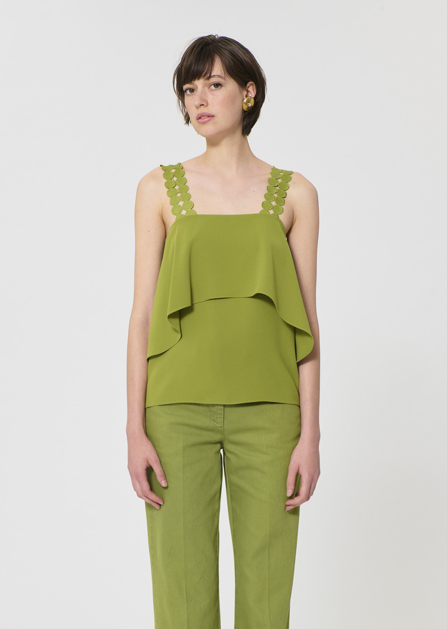 Top Tosca vert en crêpe fluide Pomme TARA JARMON
