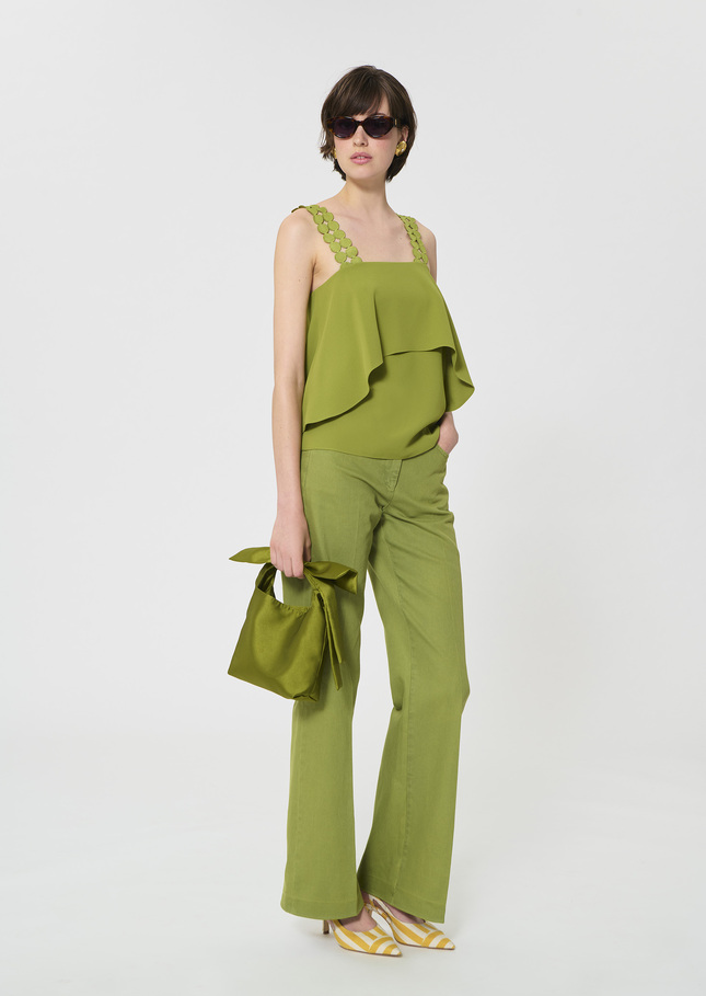 Top Tosca vert en crêpe fluide Pomme TARA JARMON