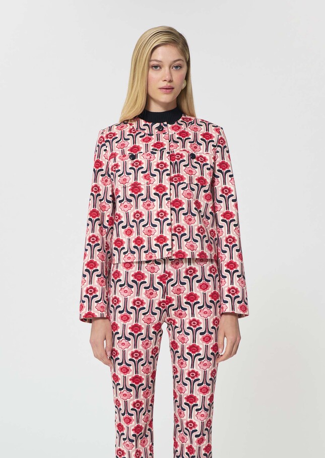 Veste Vina rose pâle imprimé rétro Blush TARA JARMON