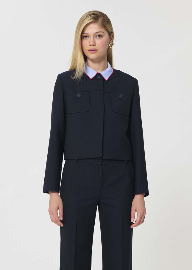 Veste Vina bleu nuit en toile grain de poudre Nuit TARA JARMON