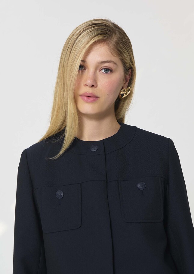 Veste Vina bleu nuit en toile grain de poudre Nuit TARA JARMON