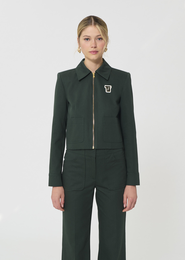 Veste Vasco vert foncé en gabardine de coton Vert anglais TARA JARMON