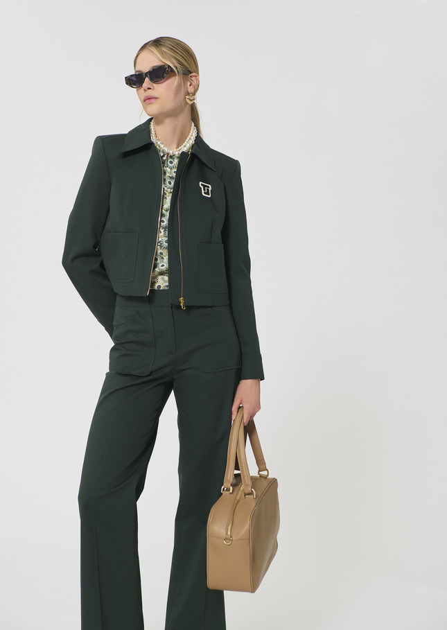 Veste Vasco vert foncé en gabardine de coton Vert anglais TARA JARMON