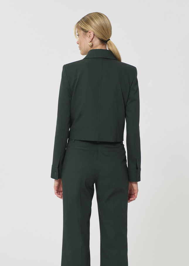 Veste Vasco vert foncé en gabardine de coton Vert anglais TARA JARMON