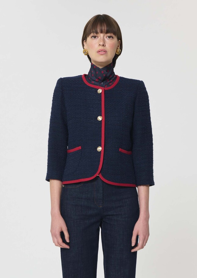 Veste Vœux bleu nuit en tweed Nuit TARA JARMON