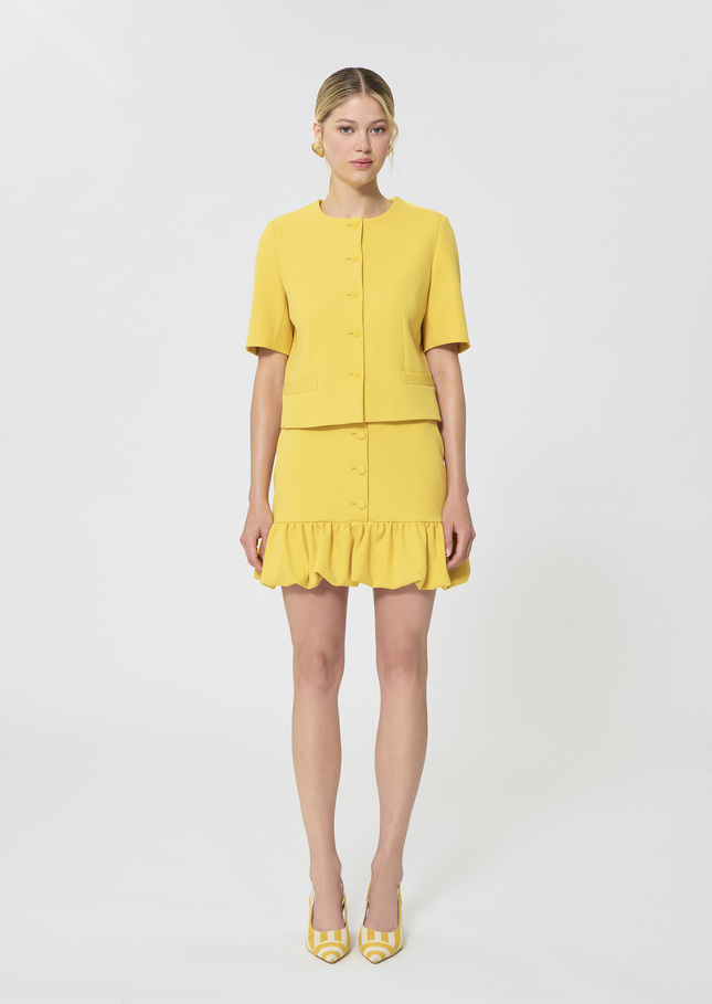 Veste Vanita jaune en crêpe mousseux Mimosa TARA JARMON