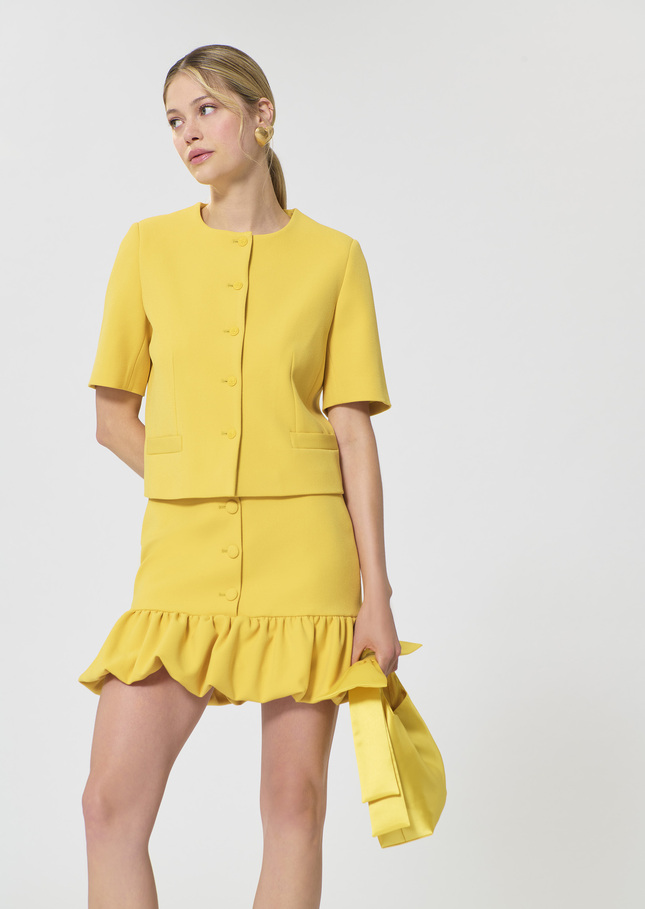 Veste Vanita jaune en crêpe mousseux Mimosa TARA JARMON