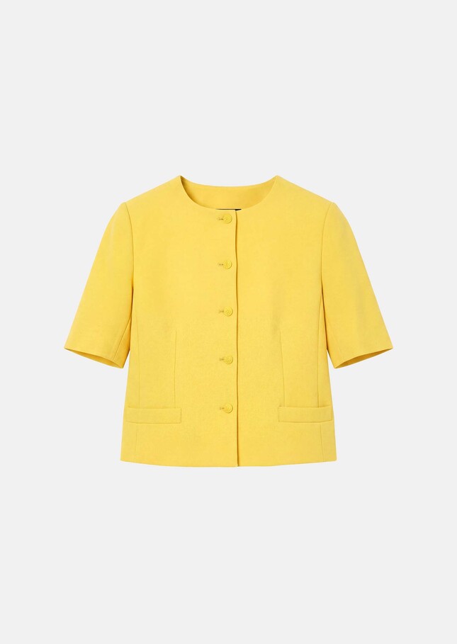 Veste Vanita jaune en crêpe mousseux Mimosa TARA JARMON